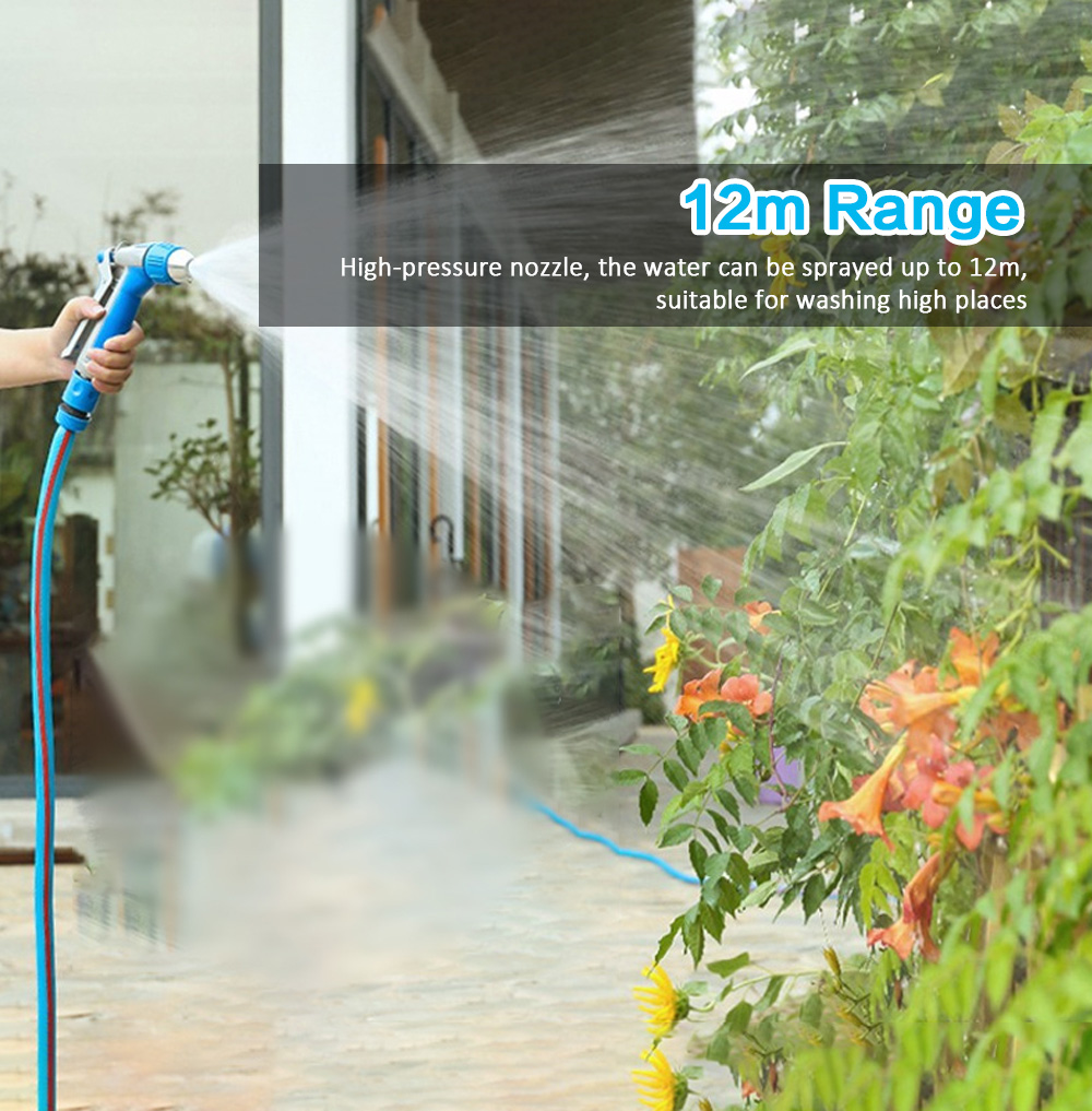 Car Washing Spray Gun 15m PVC Soft Hose Stepless Speed High-pressure Nozzle 12m Range