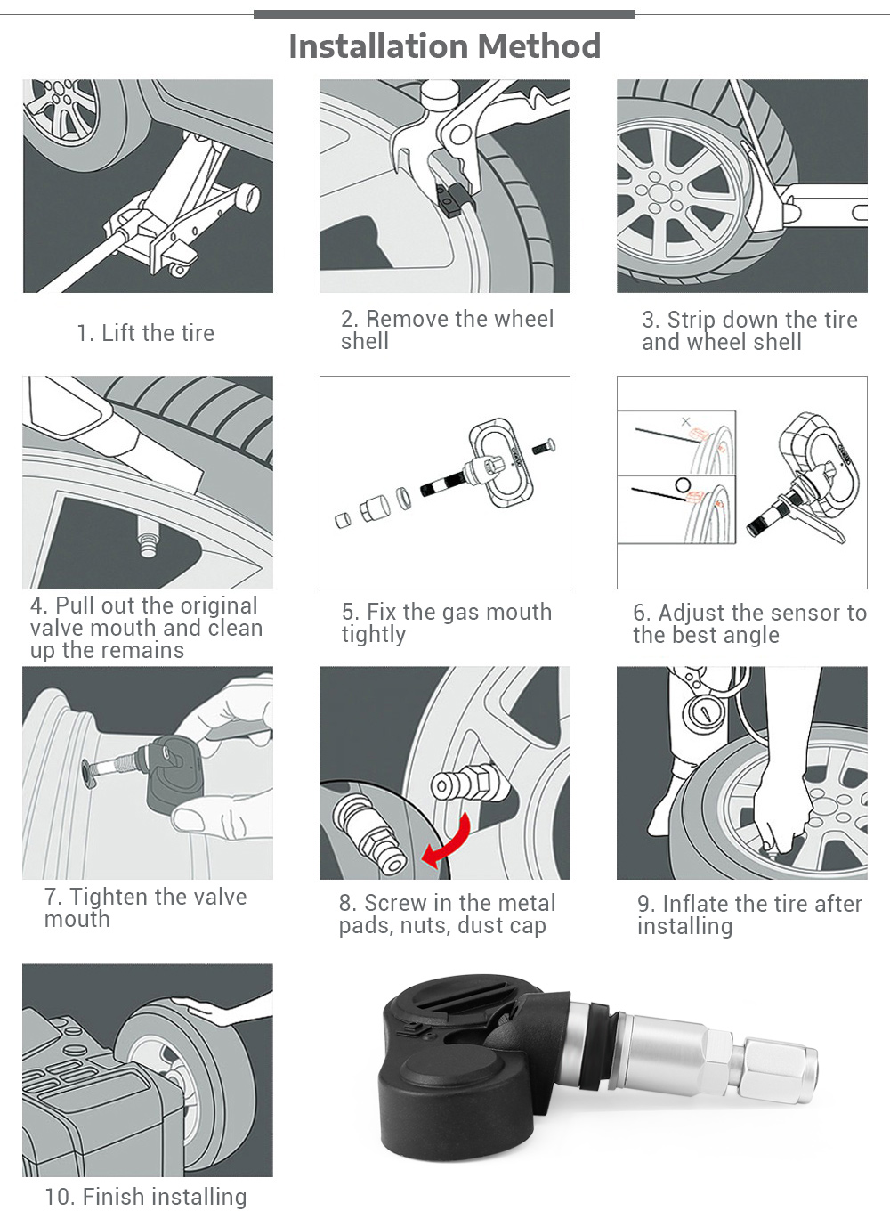 Car Internal Standard Sensor for Tire Pressure Monitoring System
